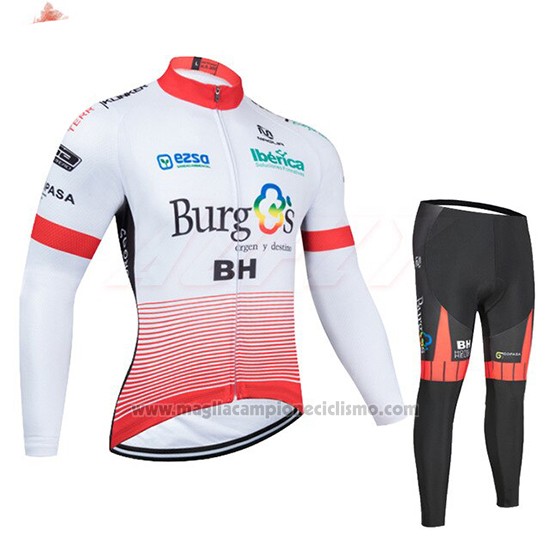 2020 Abbigliamento Ciclismo Burgos BH Bianco e Rosso Manica Lunga e Salopette